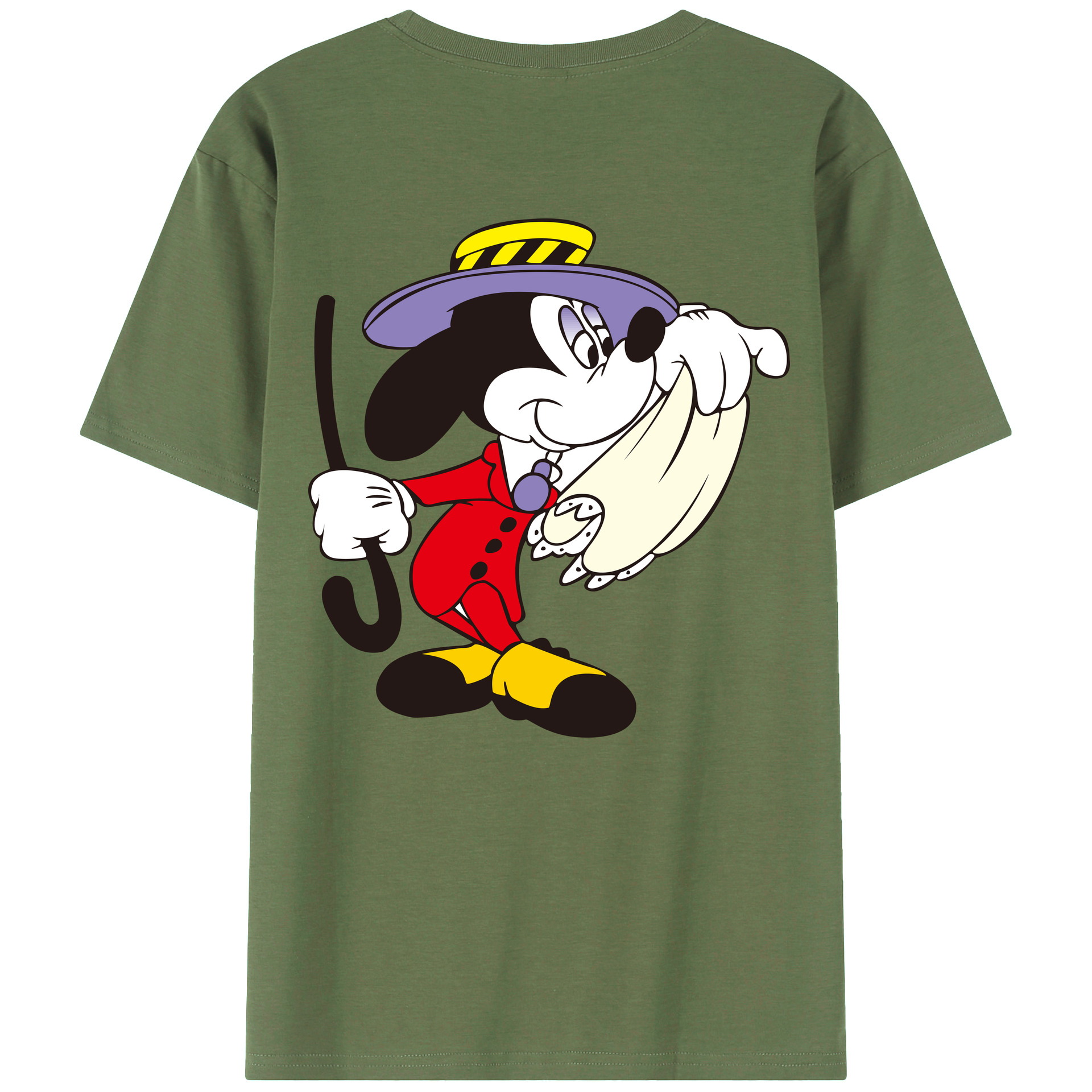ミッキーマウス Mickey Mouse 綿100％ メンズ半袖Tシャツ（バックプリント） 通気性